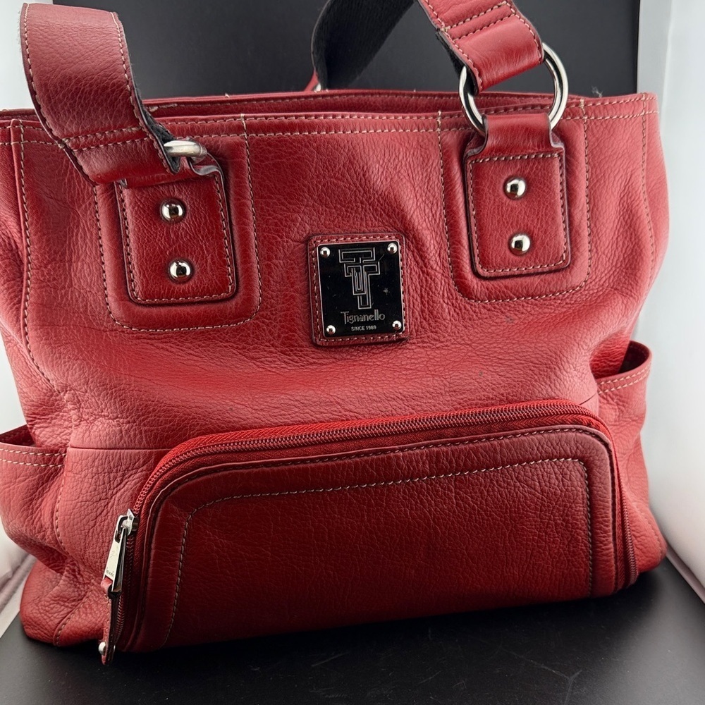 Tignanello Bold Red Leather Tote